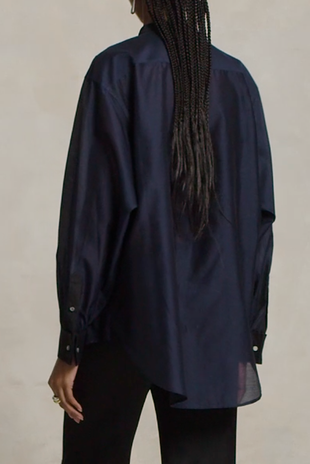Organdy Woven Long Sleeve Collard Shirt