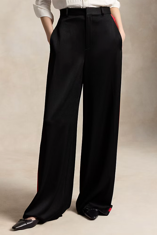 Crepe Wide-Leg Tuxedo Pant