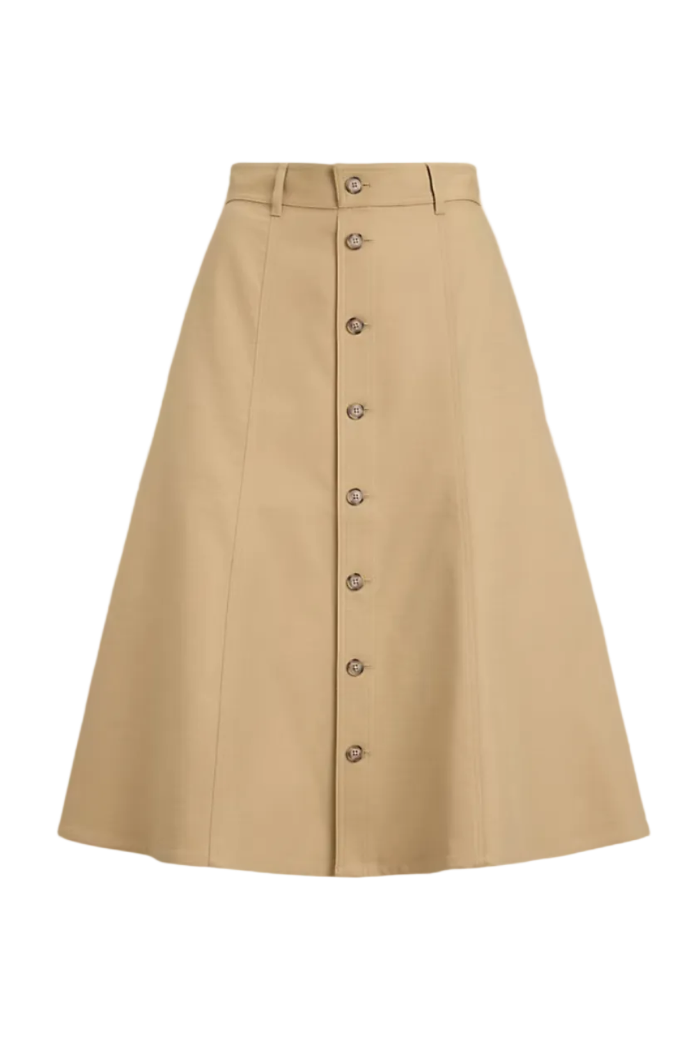 Cotton‑Wool Twill Midi Skirt