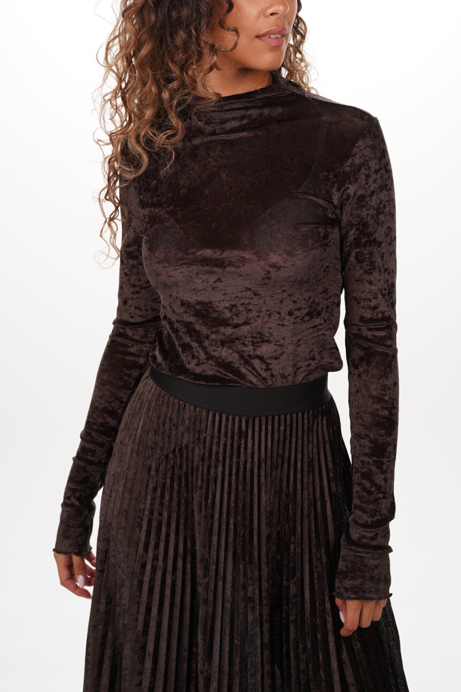 Flocked Stretch Tulle T-Shirt in Fondant