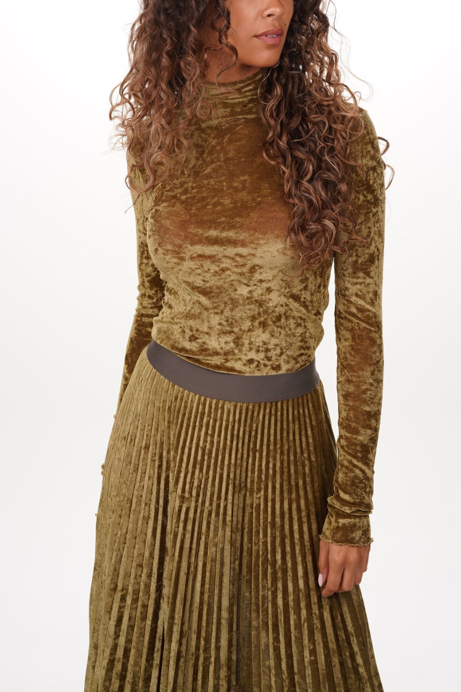 Flocked Stretch Tulle T-Shirt in Platino