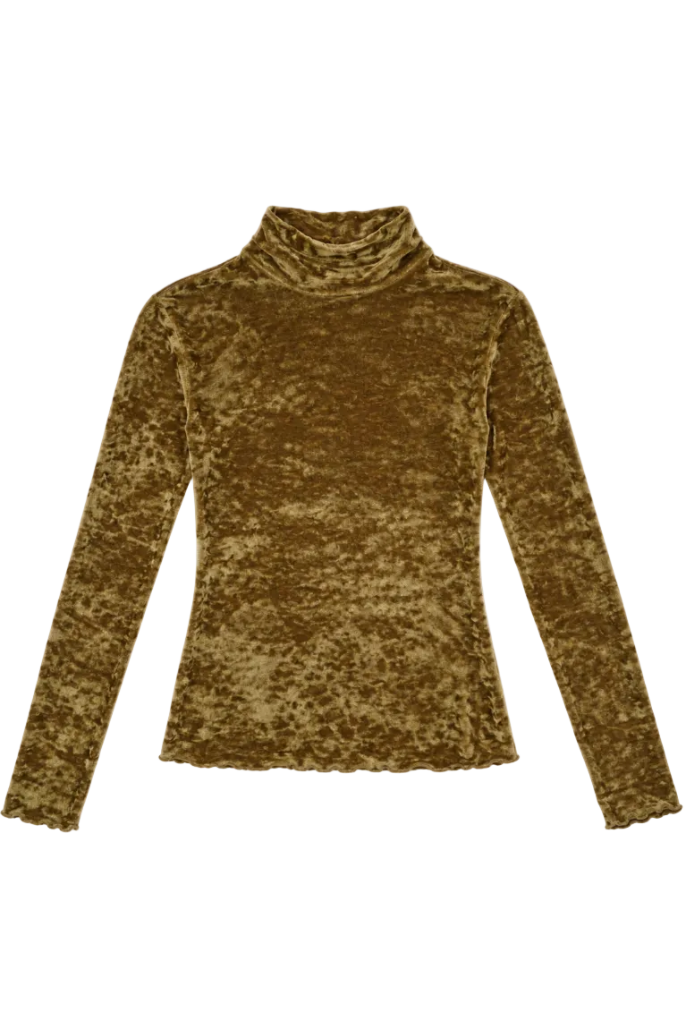 Flocked Stretch Tulle T-Shirt in Platino