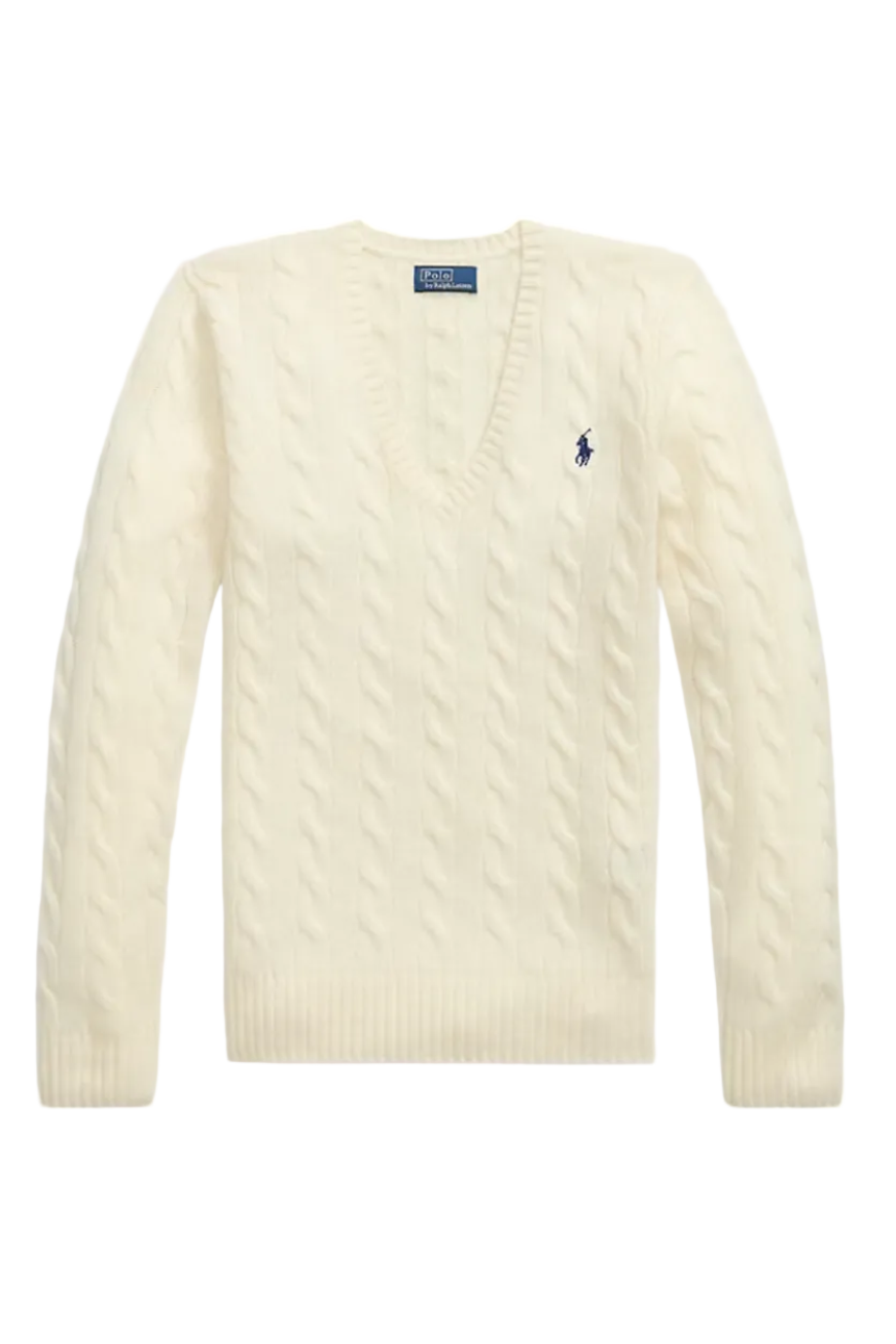 Cable-Knit V-Neck Sweater