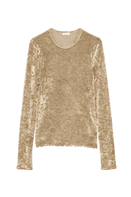 Flocked Stretch Tulle T-Shirt in Platino