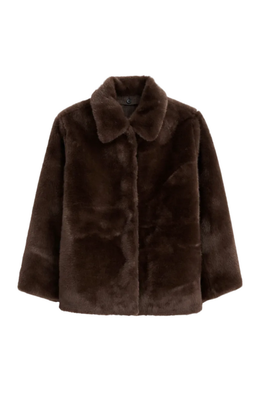 Duane St Jacket In Faux Fur Dark Brown