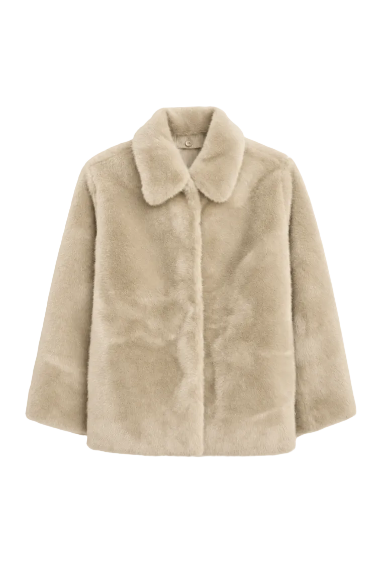Duane St Jacket In Faux Fur in Honey