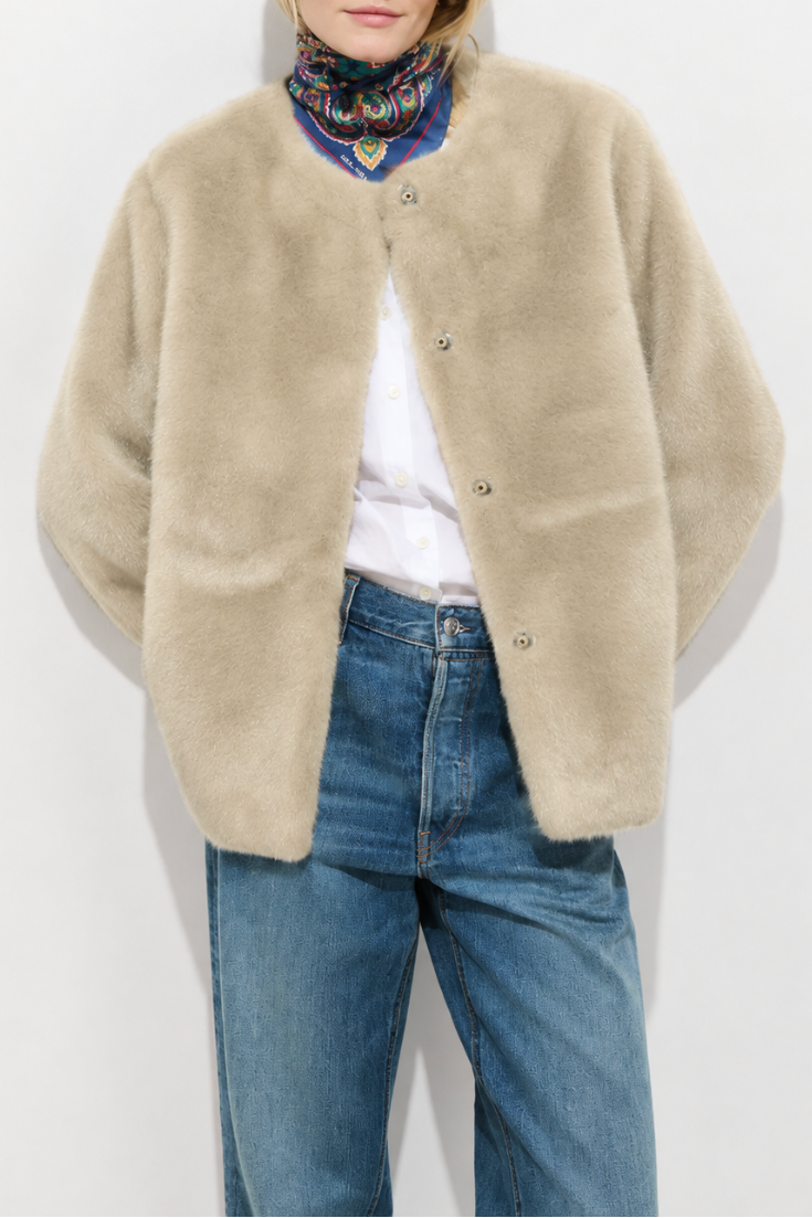 Duane St Jacket In Faux Fur in Honey