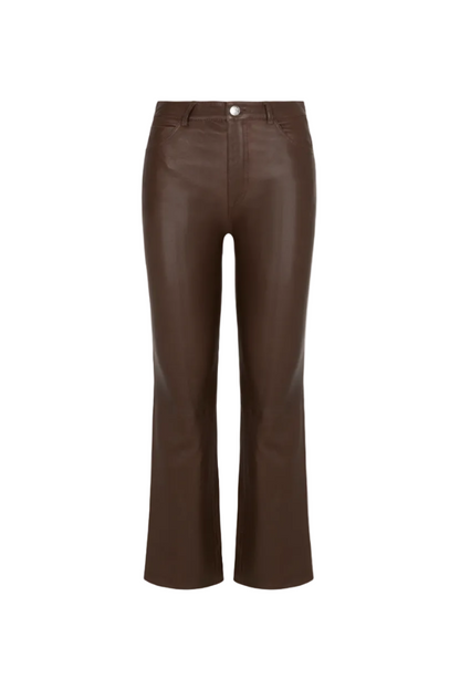 5 Pocket Leather Ankle Flare Pant