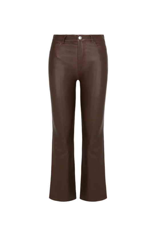 5 Pocket Leather Ankle Flare Pant