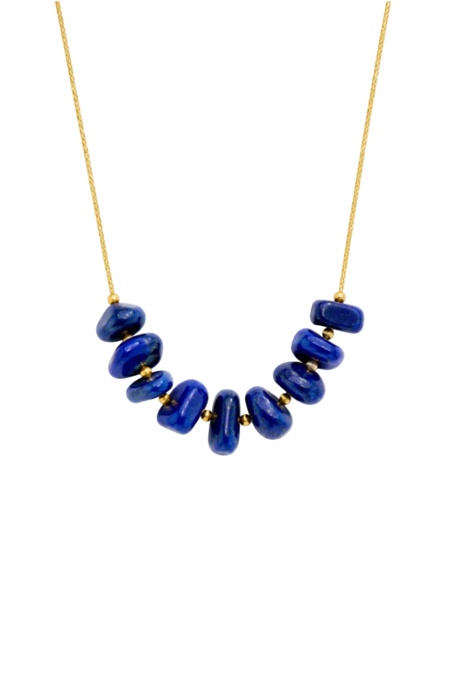 Sharrarah Multi Drop Lapis 9-Bead Necklace