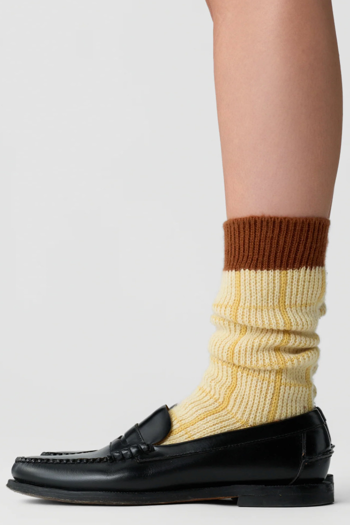 The Checker Soft Sock in Butter Combo