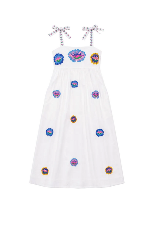 Agate Lotus Flower Dress in White