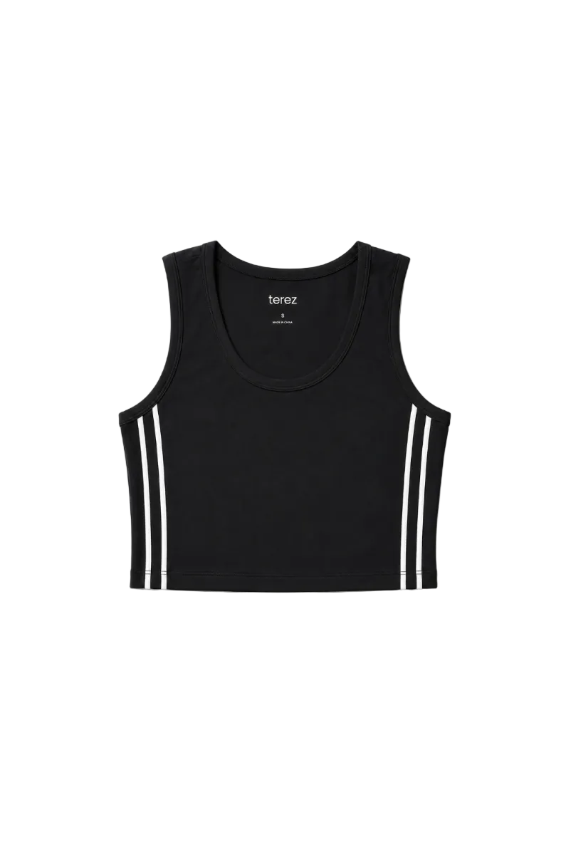 TLC Piping Crop Top in Black and White