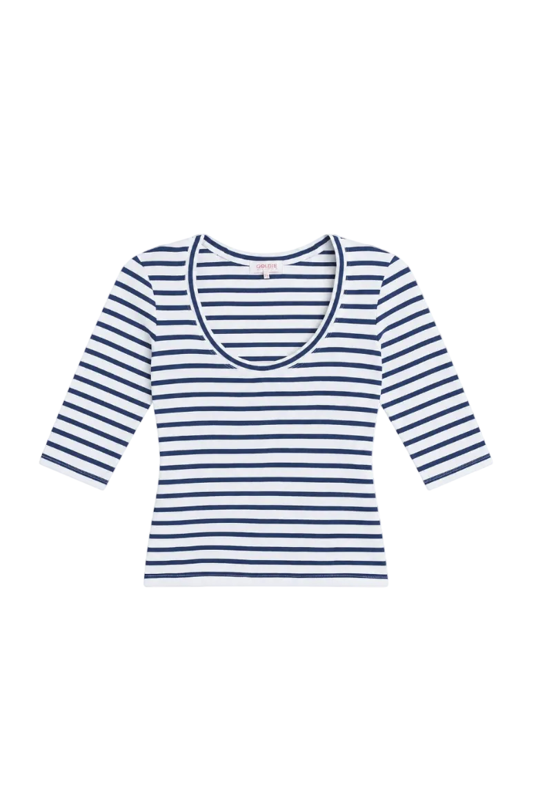 Striped Ribbed Half Sleeve Tee