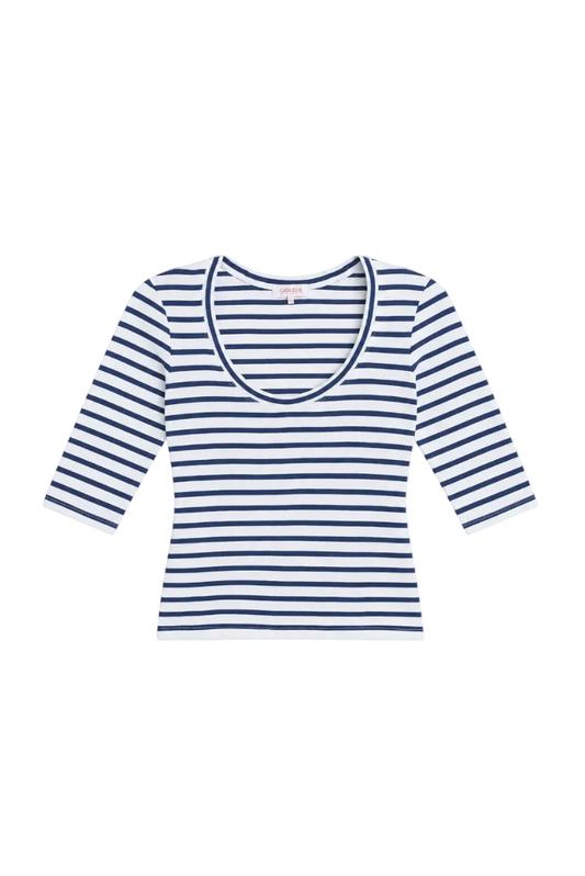 Striped Ribbed Half Sleeve Tee