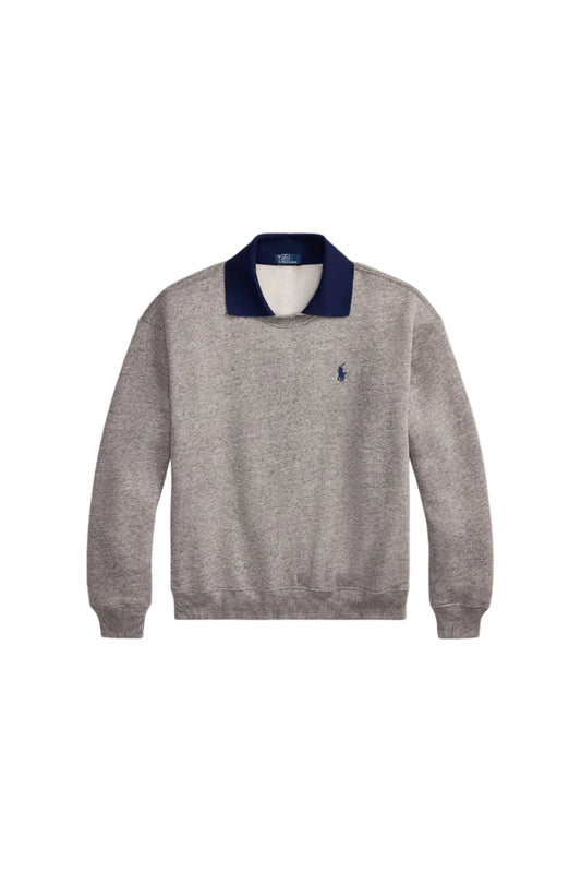 Polo-Collar Fleece Crewneck