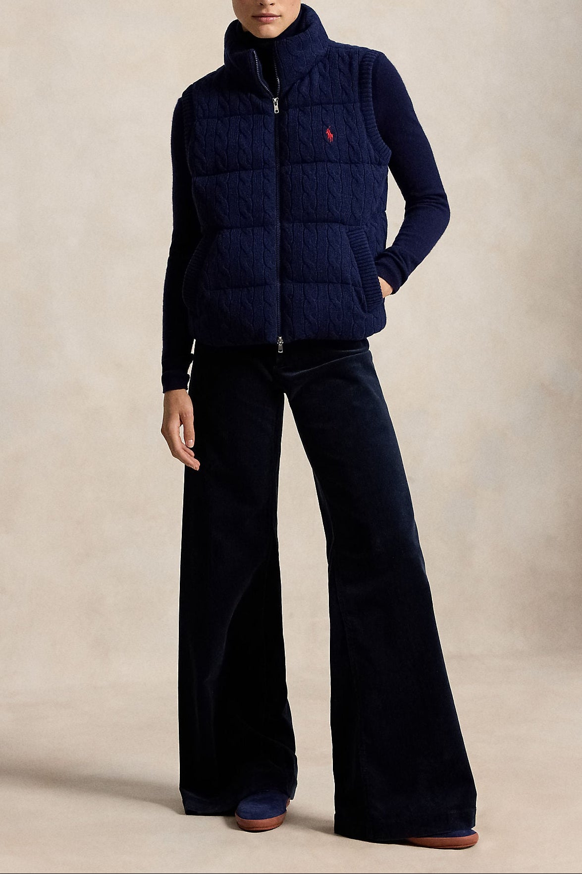 Cable-Knit Wool-Cashmere Quilted Vest