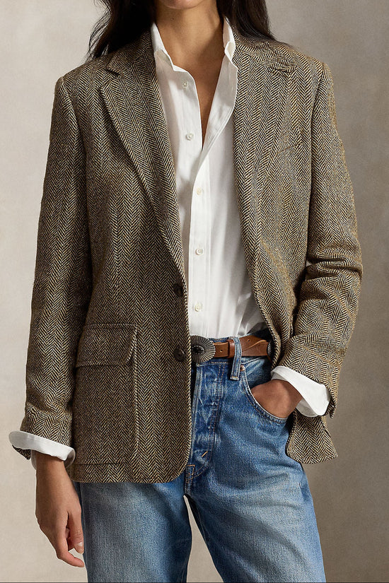 Single-Breasted Herringbone Blazer