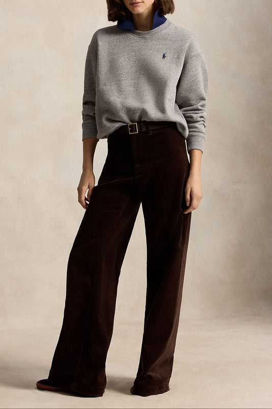 Polo-Collar Fleece Crewneck